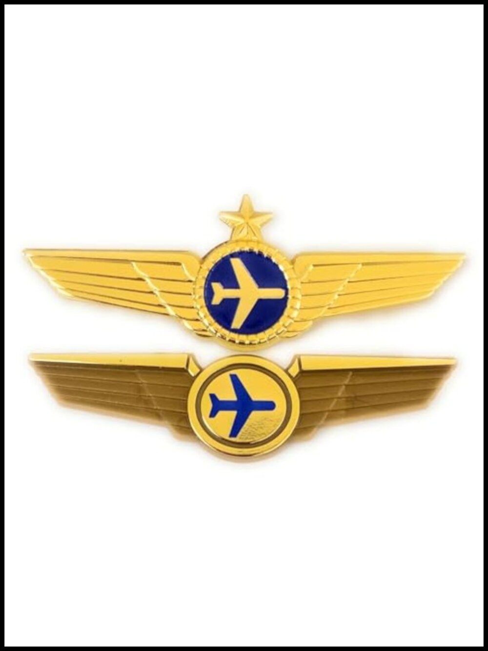 Pilot Wings Pin Set: Captains Metal Wings & Junior Flight Gold Plastic Wings